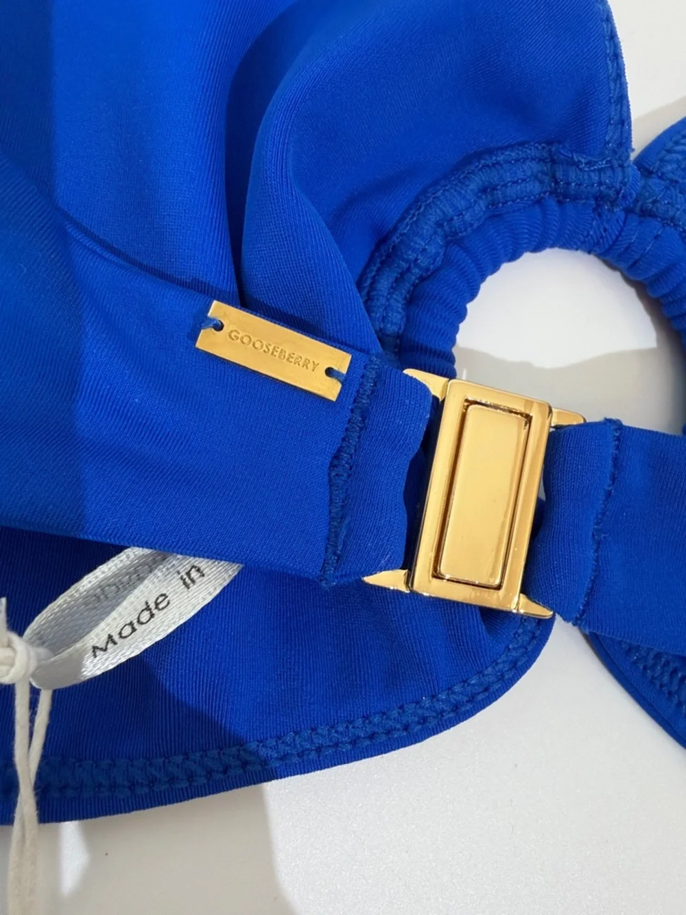 Gooseberry Seaside Bandeaux Bikini Top Size L Royal Blue NWT